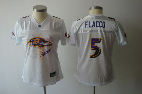 Ravens #5 Joe Flacco White 2011 Women's Fem Fan Stitched NFL Jersey
